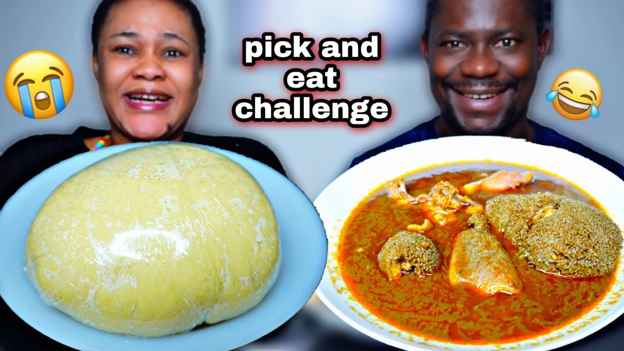 PICK and EAT MUKBANG CHALLENGE |FUFU with SPINACH SOUP MUKBANG |AFRICAN FOOD MUKBANG