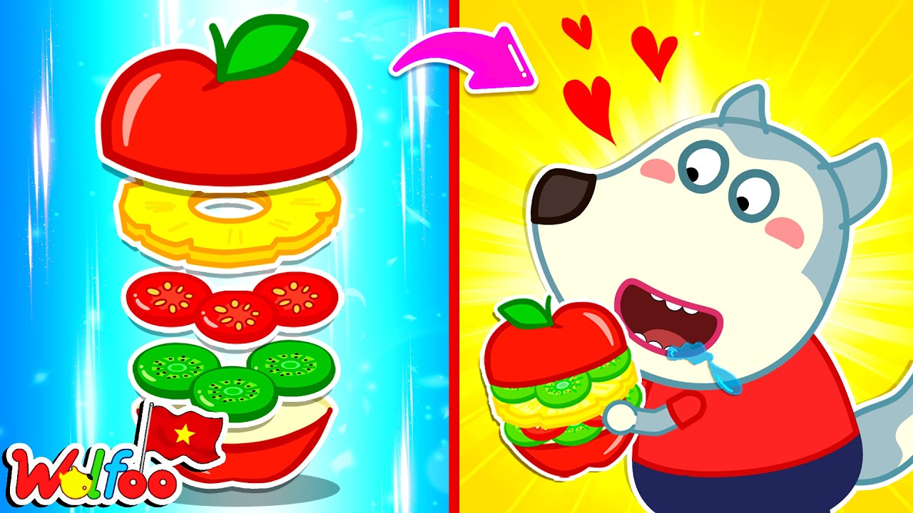 Wolfoo Tham Thử Thách Làm Burger Táo đỏ 🍎 Cooking Challenge | Wolfoo Tiếng Việt