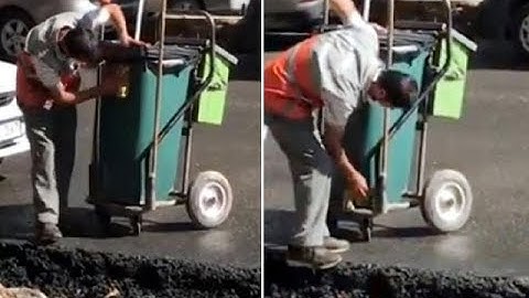 El arabasını silerken görüntülenen temizlik işçisine bir maaş ikramiye