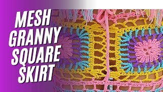 crochet granny square skirt. crochet granny mesh skirt. crochet fringe skirt