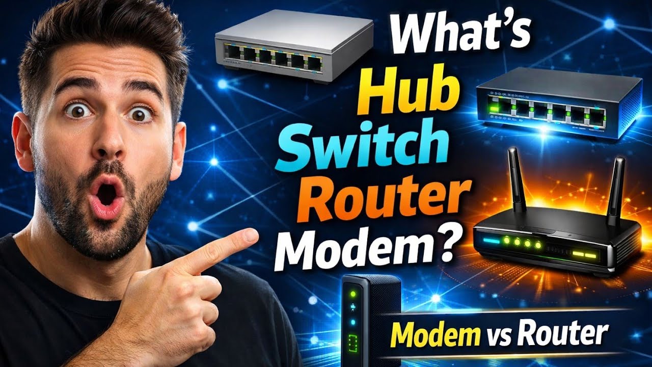 Hub, Switch, Router, Modem | Complete Beginner Guide | Networking Devices Explained