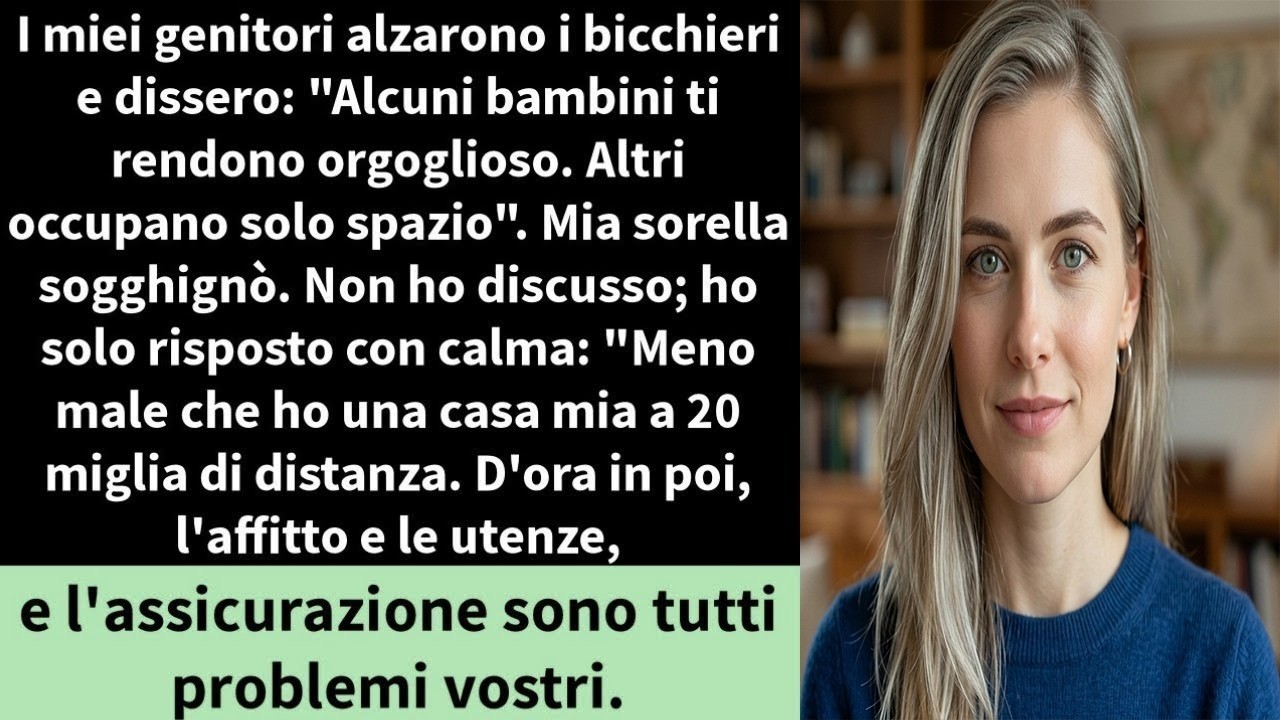 Mio padre ha alzato il calice davanti a ventitré parenti riuniti per il brindisi di famiglia. "Alcuni figli ti rendono orgoglioso", ha detto. "Altri occupano solo spazio." Ha riso e tutti hanno...