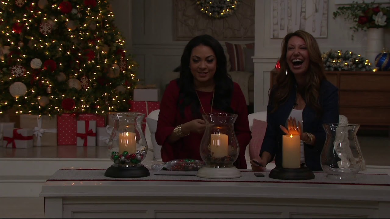 Luminara Hurricane with Flameless Candle and Two Seasonal Fills on QVC