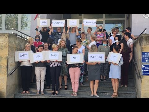 Protest pracowników sądu w Puławach