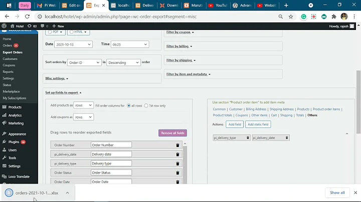 Exporting custom meta data from woocommerce order using Advanced Order Export For WooCommerce