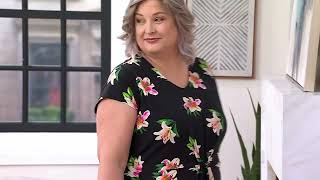 Denim & Co. Favorite Jersey Printed Floral V-Neck Cap Sleeve Top on QVC