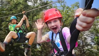 50 FOOT FREE FALL!!  Jungle Park in Hawaii with ADLEY & Family! Ultimate Obstacle Course and Zipline screenshot 3