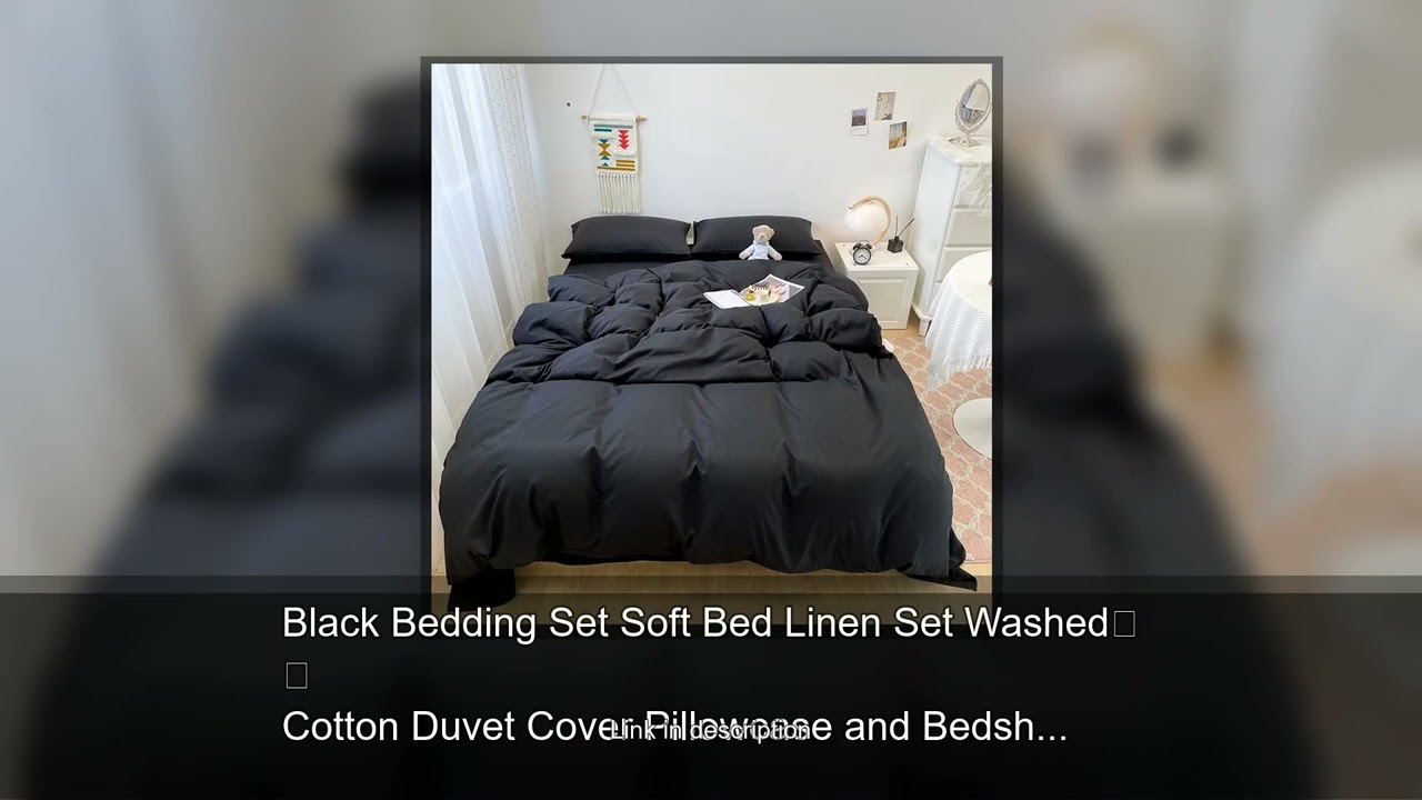 Black Bedding Set Soft Bed Linen Set Washed Cotton Duvet Cover Pillowcase and Bedsheet постельн