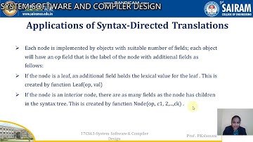 Lecturevideo_ 17CS63_ Module 5_ Types of SDD and Syntax tree_ Kalamani