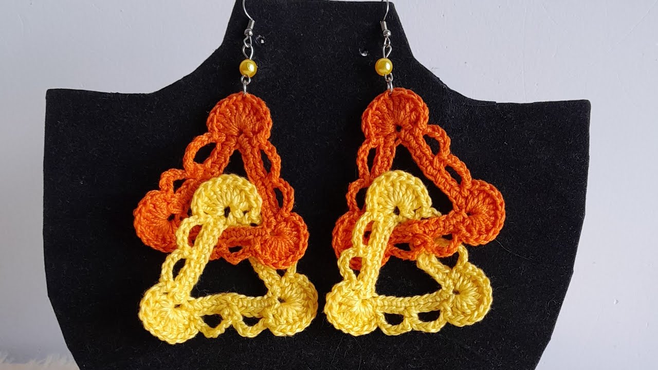 Brinco Triângulo em crochê | Passo a passo iniciantes ( Link abaixo 👇🏼)