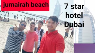 Burj Al Arab 7 star hotel and jumairah beach in Dubai UAE . atv