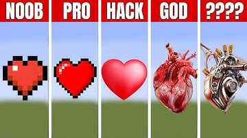 Pixel Art (NOOB vs PRO vs HACKER vs GOD) Heart in Minecraft