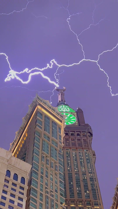 Lightening Makkah Clock Tower 22-Aug2023