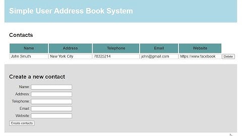 Simple User Address Book System using JavaScript