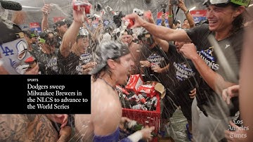 Dodgers celebrate sweeping the Milwaukee Brewers in the NLCS to advance to the World Series