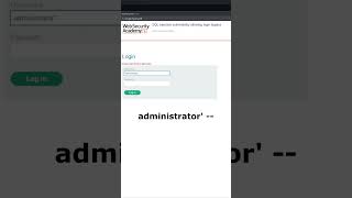 Log in as admin with no password (SQL injection) #shorts