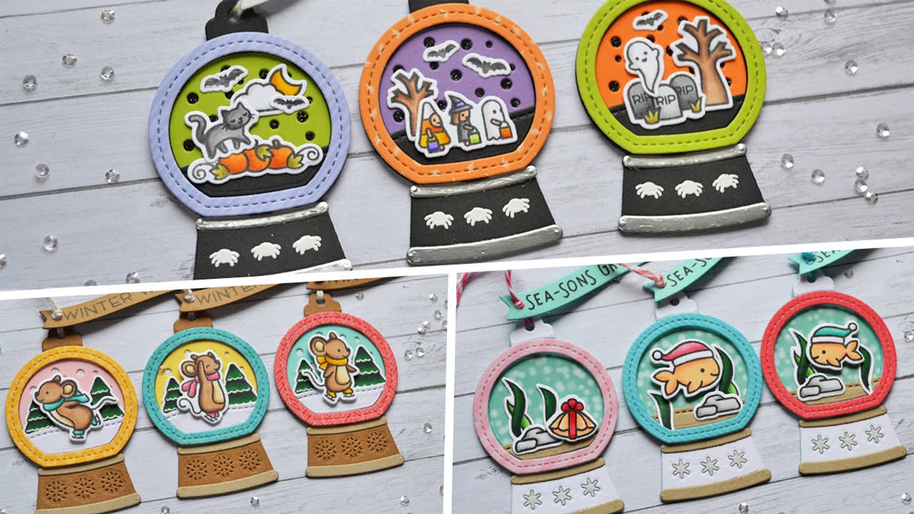 Lawn Fawn's Snow Globe Gift Tags 3 different ways