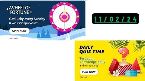 Daily Quiz Time Amazon 11 February 2023 || Daily Spin & Win Amazon || Amazon Daily Quiz Time || APay