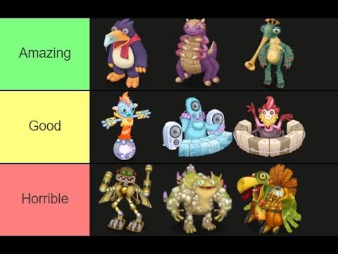 My island tier list (my placement decisions only take into account  natural/breedable monsters so no werdos, wubbox, dipsters, etc. but  shugabush, mysticals, ethereals, etc. are taken into account because they  can be