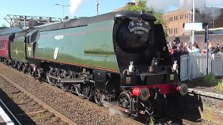 SR Battle of Britain 34067 'Tangmere' at Altrincham Railway Station with 'The Great Britain XVIII'
