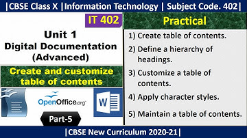 Unit 1: Digital Documentation (Advanced) | Create and customize table of contents | Part-5 | Class X
