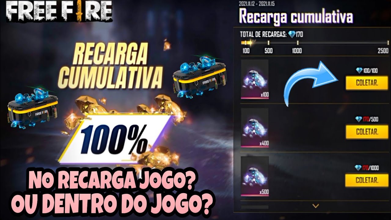 100% em Bônus de Recargas no Free Fire