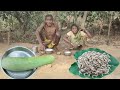 100years old grandma cooking SHRIMP FISH with BOTTLE GOURD curry and eating || traditional lifestyle