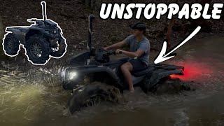 Honda 420 on 35s with a 3 inch stretch hitting BAD mud( HUGE TIRES)