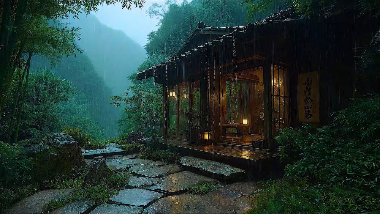 Feel Relaxed and Calm with Rain In Japanese Forest Cottage 🍀 Improve Sleep Patterns with Rain