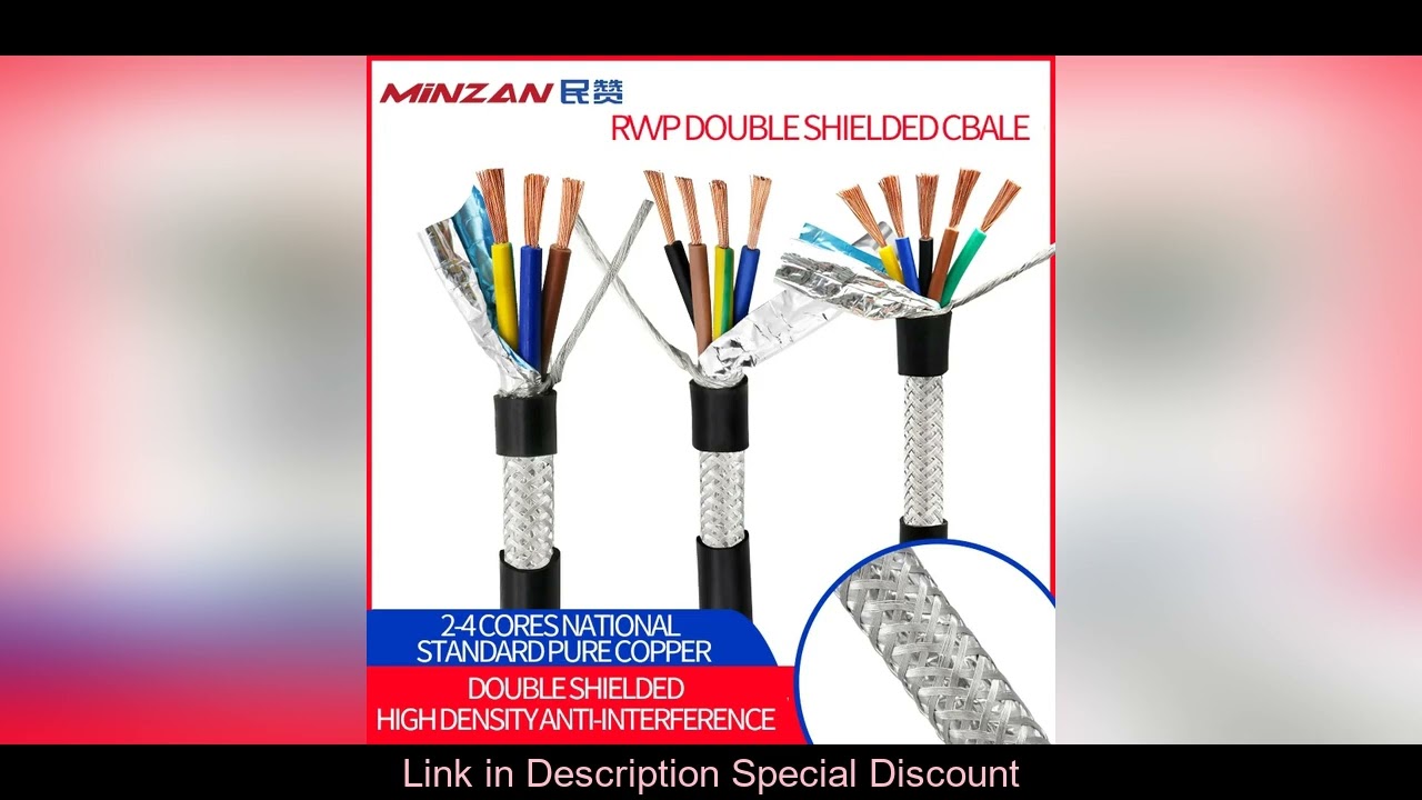 UL2426 Shielded Cable RVVP 22/20/18/17/15/13AWG 2/3/4/5/6/7/8 Core Shielded Control Signal Copper Wi