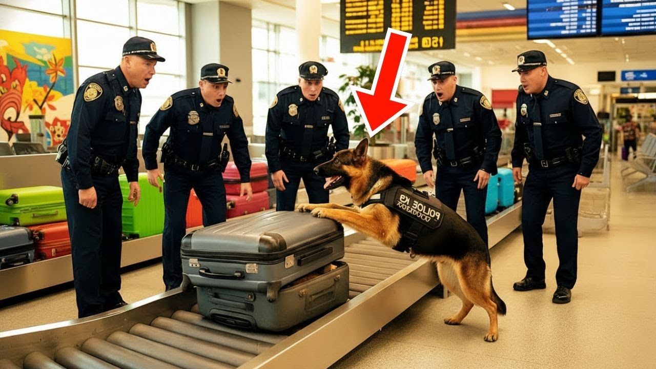 Ein Polizeihund biss in einen Koffer am Flughafen Sekunden später herrschte völlige Stille am Flugha