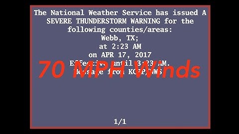 EAS Reenactment Mock: Severe Thunderstorm Warning for Webb County, TX [v2] - 04/17/2017