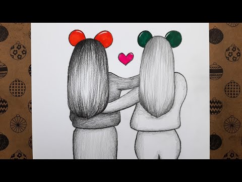 Best Friends Bff Drawing, En İyi Arkadaşlar Adım Adım Nasıl Çizilir, Kolay Ögretici Çizimler