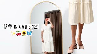 GRWM in a white dress 🤍✨| Grocery shopping🛒🍒🥦| Nighttime routine🧏🏻‍♀️ screenshot 2