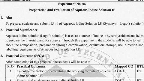 Pharmaceutics Experiment 5 | Preparation & Evaluation of Aqueous Iodine Solution IP | Bright Pharma