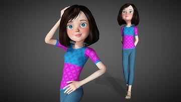 3D Cartoon Girl Full Rigged Character Model Ready for Maya Unity iClone and Others