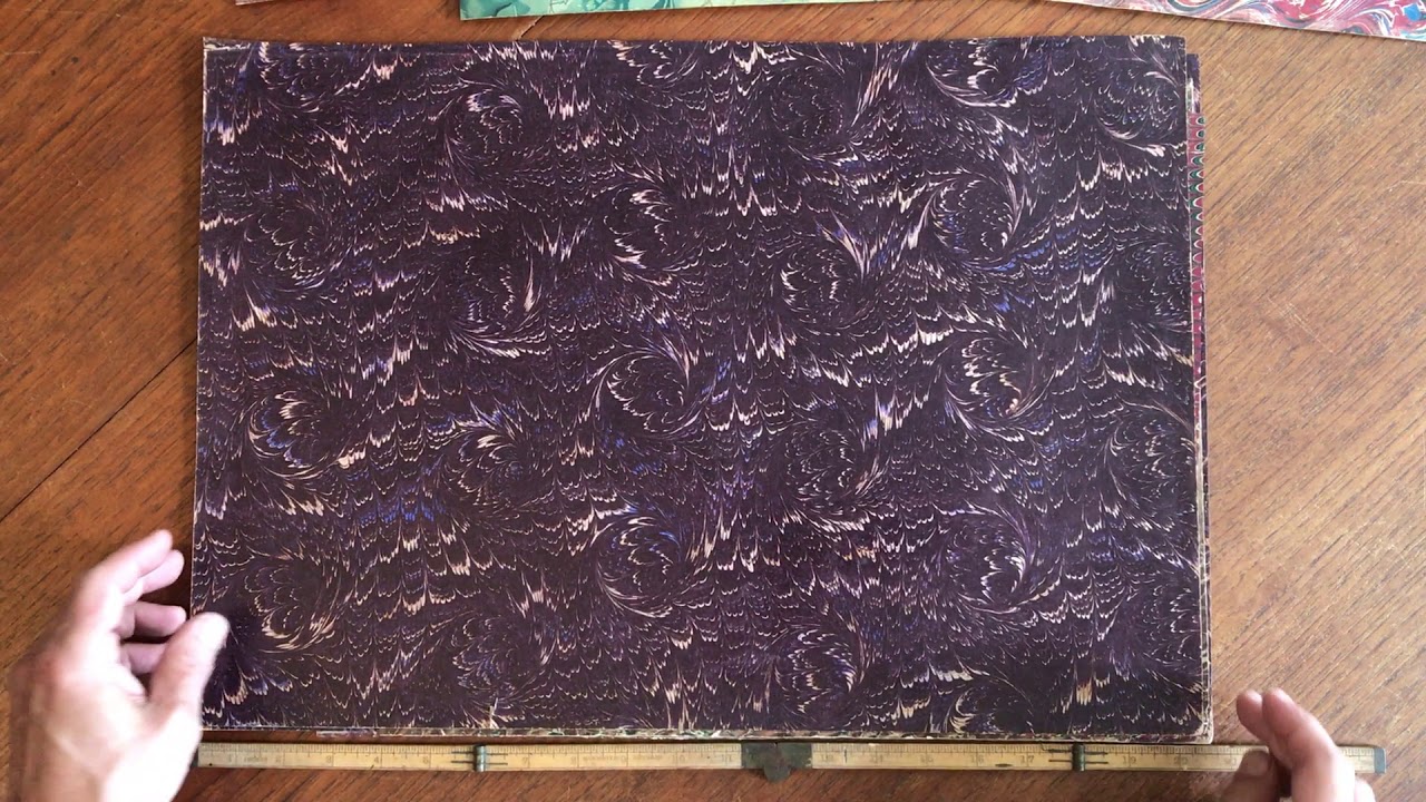 Marbled paper lot 10 folio sheets c.1830-1890's European American large nice
