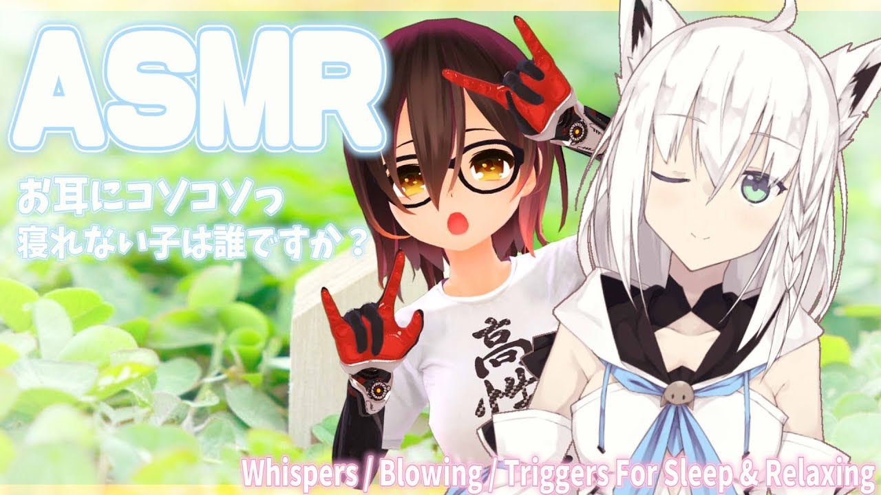 【ASMR】寝ることは叶いますか？深夜の音テロ・声真似　with白上フブキ【Ear Blowing/Whispering】