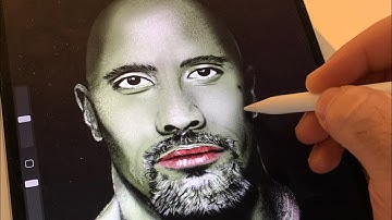 Drawing Dwayne Johnson - on iPad pro
