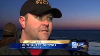 Cars break through ice on Lake Geneva