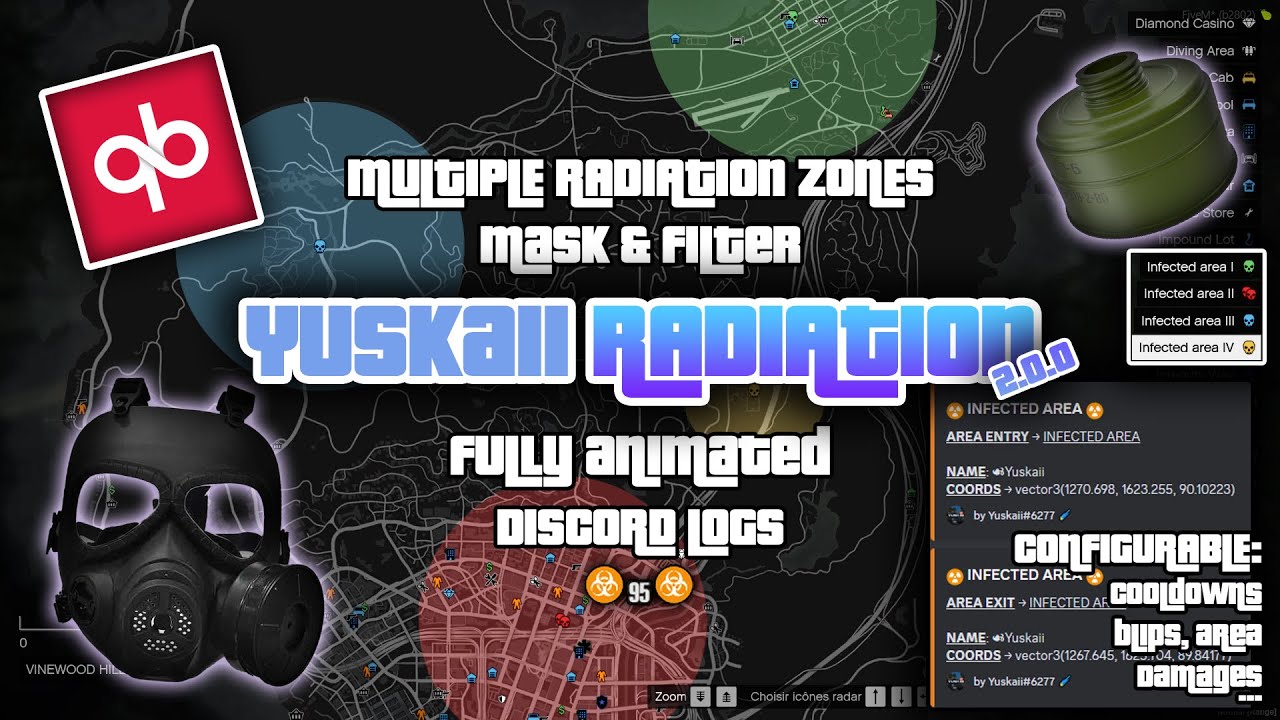 🌠 YUSKAII-RADIATION (2.0.0) | MULTIPLE ZONES | DISCORD LOGS | QBCORE | FiveM
