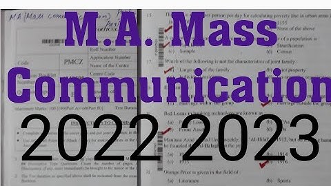 AMU M.A. MASS COMMUNICATIONS ENTRANCE PAPER l ma mass communication exam 2022 2023 f 2023 2024 AMU