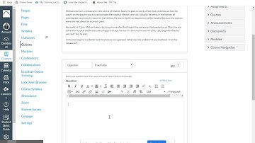 Canvas Tutorial: How to create a True and False Canvas Quiz