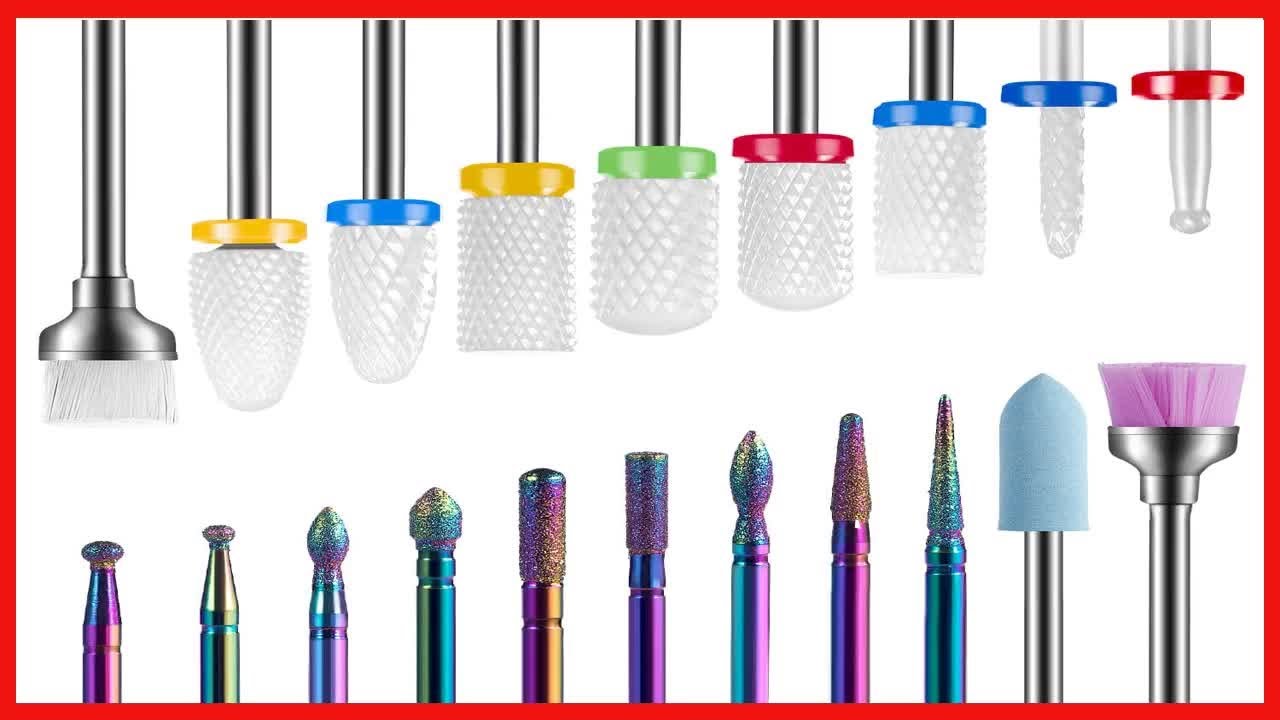 20Pcs Nail Drill Bits, Bovkeoy 3/32 Inch Drill Bits for Nail Drill E-File, Professional Diamond
