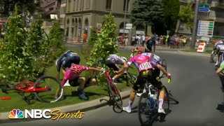 Crash during Stage 9 roundabout takes out riders in 2022 Tour de France | Cycling on NBC Sports