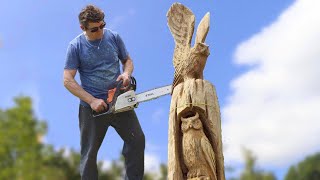 Amazing fastest skill wood carving with CHAINSAW, WOODEN OWLS in one day!