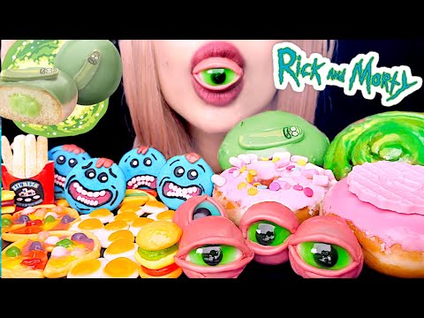 ASMR RICK AND MORTY, CANDY, GUMMY, DONUTS, LIL BITS * EATING SOUNDS* mukbang 먹방