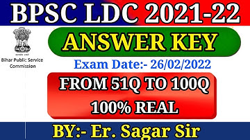 BPSC LDC 2021-22 | Answer Key 26 Feb Questions | ( From 51Q  TO 100 Q ) 100% REAL | #answerkey |