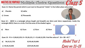 Olympiad Exam for Class 5 Maths | Model Test 1 (Ques no 11-15)| Maths Olympiad for Class 5