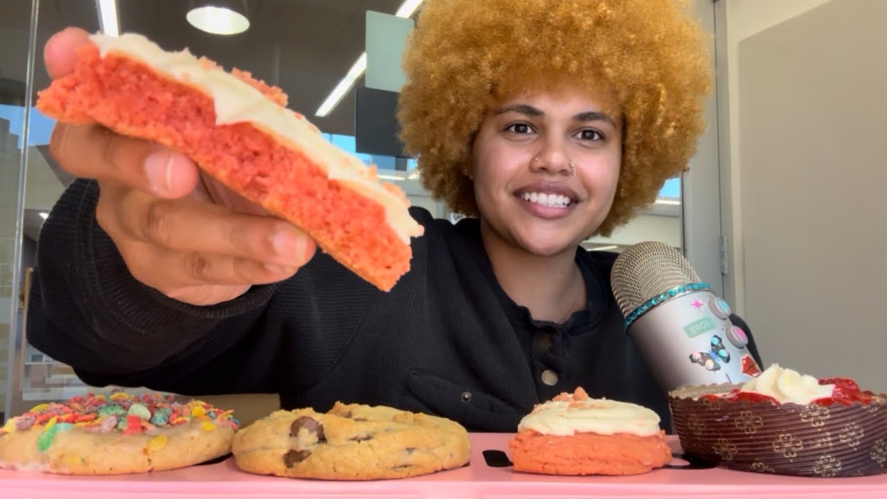 ASMR | HONEST 8/18 Crumbl Cookies Review!!! (Fruity Pebbles, Pink Velvet, Strawberry Cheesecake)